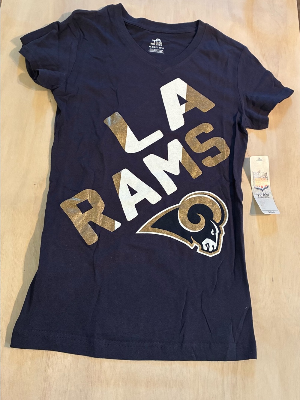 LA Rams NFL Girls Short-Sleeve Tee Size XL 14/16 100% Cotton